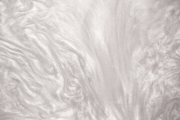 Shimmering silver abstract background. Liquid glitter paint texture waves and swirls. Beautiful...