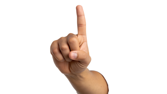 Index finger reaching isolated transparent background
