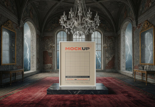 Poster Mockup on Fantasy Poetic Stormy Elegant Room