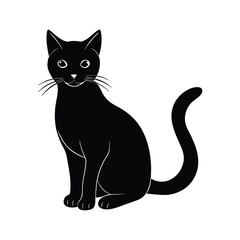Obraz premium Sitting Cat Silhouette Icon on White Background