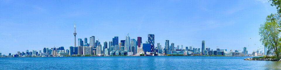 Toronto Skyline Waterfront Panorama on a Clear Spring Day