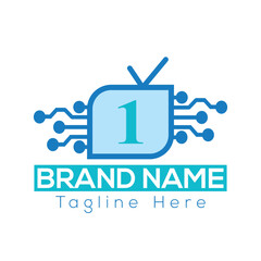 Abstract 1 letter modern initial Tech lettermarks logo design Television logo vector design template