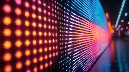 Colorful LED display wall showcasing vibrant hues.