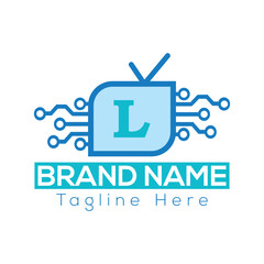 Abstract L letter modern initial Tech lettermarks logo design Television logo vector design template