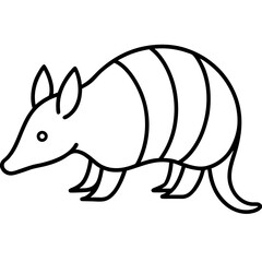 Clean Armadillo Silhouette in Line Art