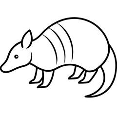 Clean Armadillo Silhouette in Line Art