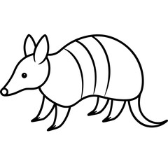Clean Armadillo Silhouette in Line Art