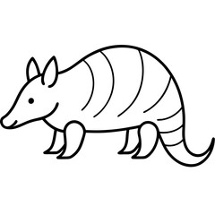 Clean Armadillo Silhouette in Line Art