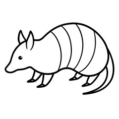 Clean Armadillo Silhouette in Line Art