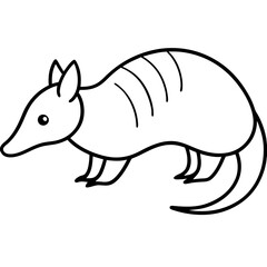 Clean Armadillo Silhouette in Line Art