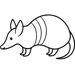 Clean Armadillo Silhouette in Line Art