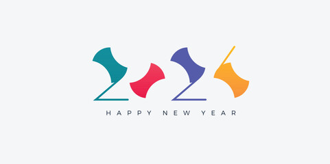 Fototapeta premium Retro classic colorful number 2026. For the happy new year 2026 celebration design. Premium vector unique and rare design.