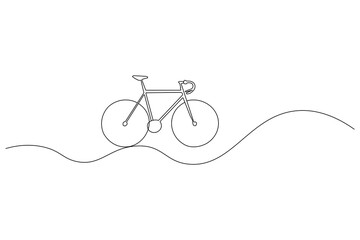 Obraz premium Minimalist one line bicycle drawing vector outline illustration isolated on White background 