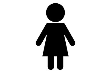 シンプルな女の子のピクトグラムアイコン、ツインテールの黒いシルエット