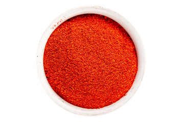 Ground hot red pepper cayenne pepper paprika spice appetizer vegetables dish organic product fresh tasty gourmet food background on the table rustic food top view copy space