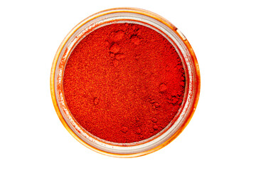 Ground hot red pepper cayenne pepper paprika spice appetizer vegetables dish organic product fresh tasty gourmet food background on the table rustic food top view copy space