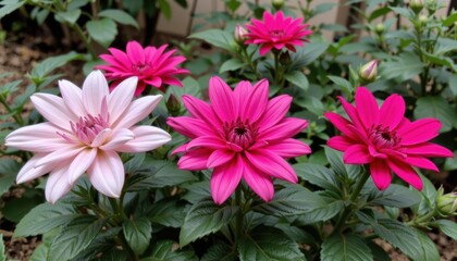 Obraz premium Colorful flowers blooming in a garden setting.