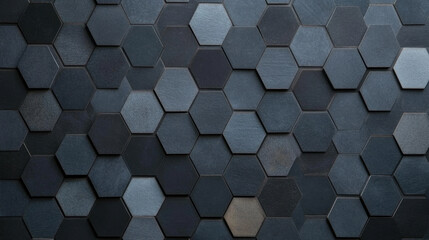 textured black and gray honeycomb pattern featuring hexagonal tiles arranged in visually appealing design. This modern surface adds depth and sophistication to any space