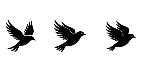 Obraz premium Set of sparrow silhouettes, canary bird silhouette set, Silhouettes-Birds, Set of sparrow silhouettes, Bird vector set, Assorted Birds - Design Elements.