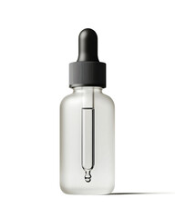 Tall frosted glass bottle with dropper cap, ideal for face oil or essence products, rendered on white background for cosmetic branding use