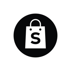 Black white shop icon logo vector template