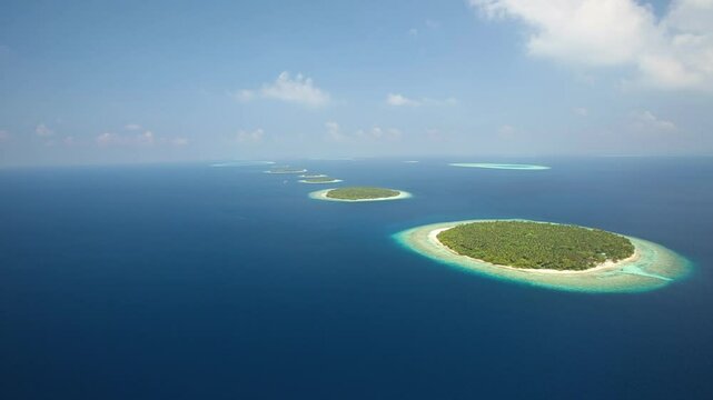 Aerial view of scattered islands of Baa Atoll, Maldives. Baa Atoll is one the UNESCO Biosphere Reserved