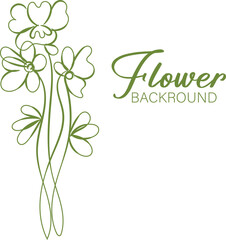 Elegant Green Line Art Flowers on White Background for Design