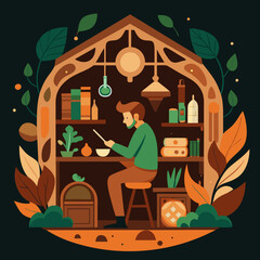 A herbal medicine laboratory vector art illustration