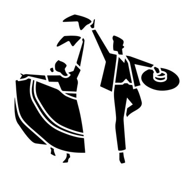 peruvian dance marinera clip art icon symbol, isolated flat vector illustration