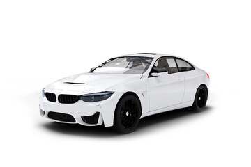 Fototapeta premium White car on a white background, isolated studio shot 3D render.