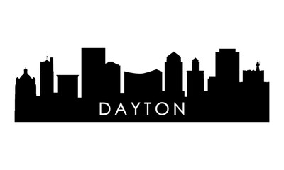 Naklejka premium Dayton skyline silhouette. Black Dayton, OH city design isolated on white background. 