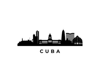 Obraz premium Vector Cuba skyline. Travel Cuba famous landmarks. Business and tourism concept for presentation, banner, web site.