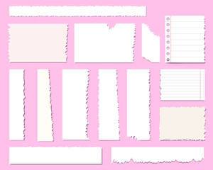 set of various torn stickers, collection of paper scraps