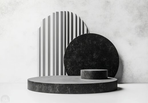 Abstract Geometric Shapes in Minimalist Interior Space Setup