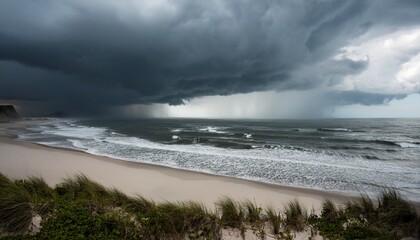 cloudy beach before raining