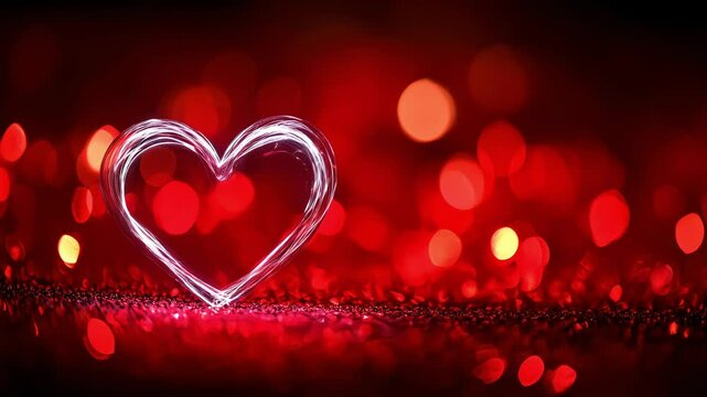 red heart glowing bokeh romantic dreamy love abstract background