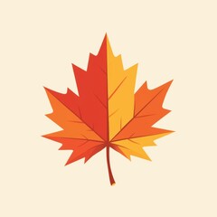 Vibrant maple leaf showcasing autumnal hues of orange and yellow against a soft pastel background Generative AI