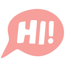 pink speech bubble Hi
