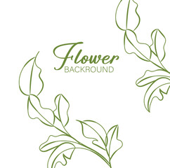 Elegant Green Floral Background with Simple Line Art Leaves