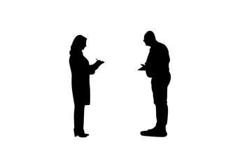 A doctor standing and giving advice to a patient, vector