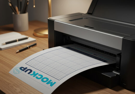 Page Being Printed Realistic Mockup
