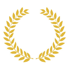 Laurel wreath in yellow vector graphic,simple flat design,clipart,PNG,transparent background.