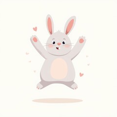 Joyful bunny dancing joyfully amidst floating hearts in a whimsical setting full of playfulness and warmth Generative AI