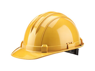 Fototapeta premium Yellow hard hat, construction safety helmet isolated on transparent background.