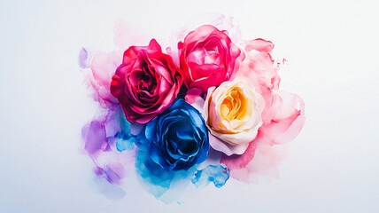Fototapeta premium Colorful rose bouquet isolated on a white background