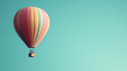 Colorful Hot Air Balloon Gliding Through Clear Blue Sky