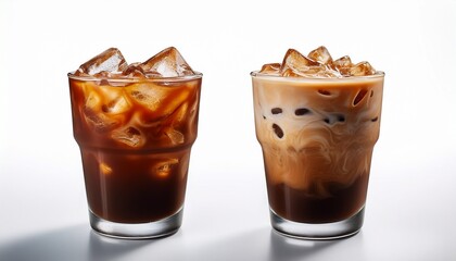iced dirty coffee with white background