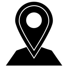 This vector illustration shows a map pointer icon, a symbol used in web and travel for location and navigation, often as a 3D pin or marker