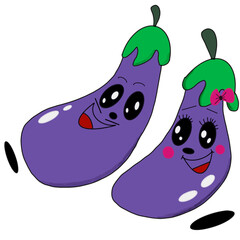 illustration of eggplant purple with Happy face