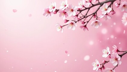Fototapeta premium Intricate sakura branch pattern, light pink, white accents , vibrant, minimalist, clean